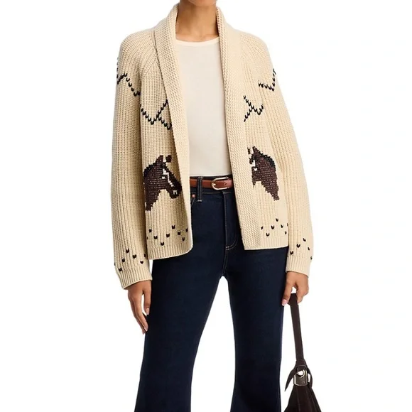 The Great. NWT The Horse Lodge Cardigan Open cardigan with horse motif - Picture 3 of 12